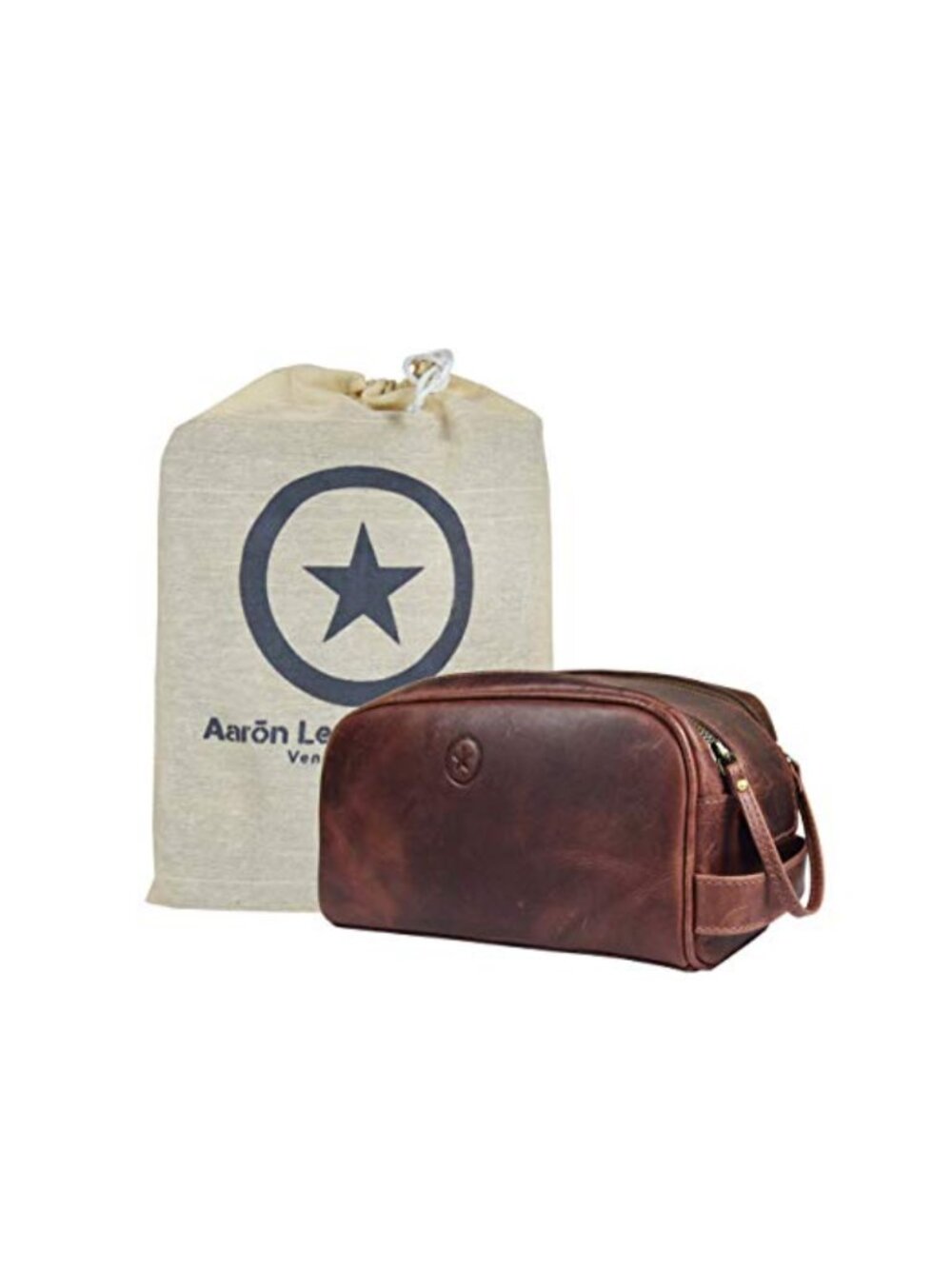 Buffalo Leather Toiletry Travel Pouch Waterproof Lining Vintage Dopp Kit